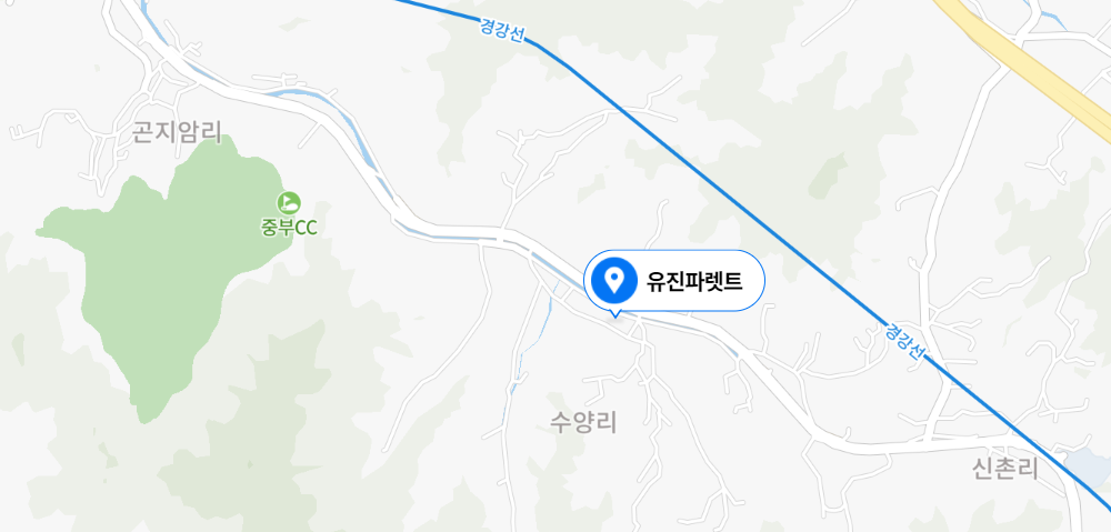 유진파레트 약도 — 주요 도로에서 진입하는 경로